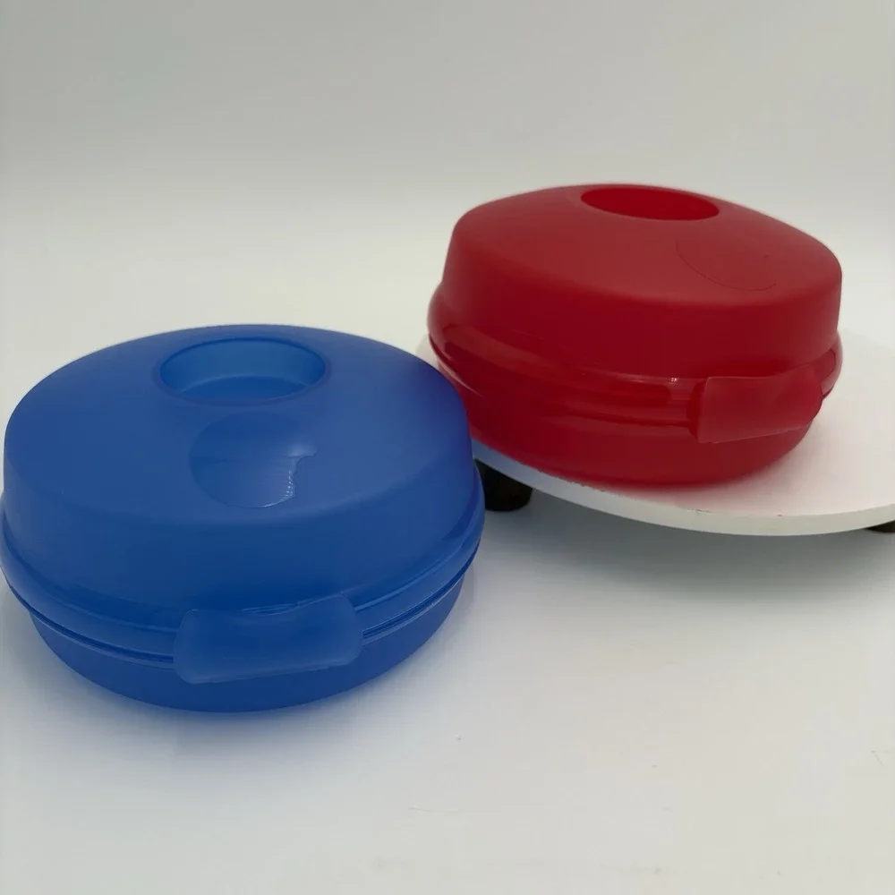 Set Of 2 Tupperware Round Red Blue Bagel Salad Sandwich‎ Keeper  4440A